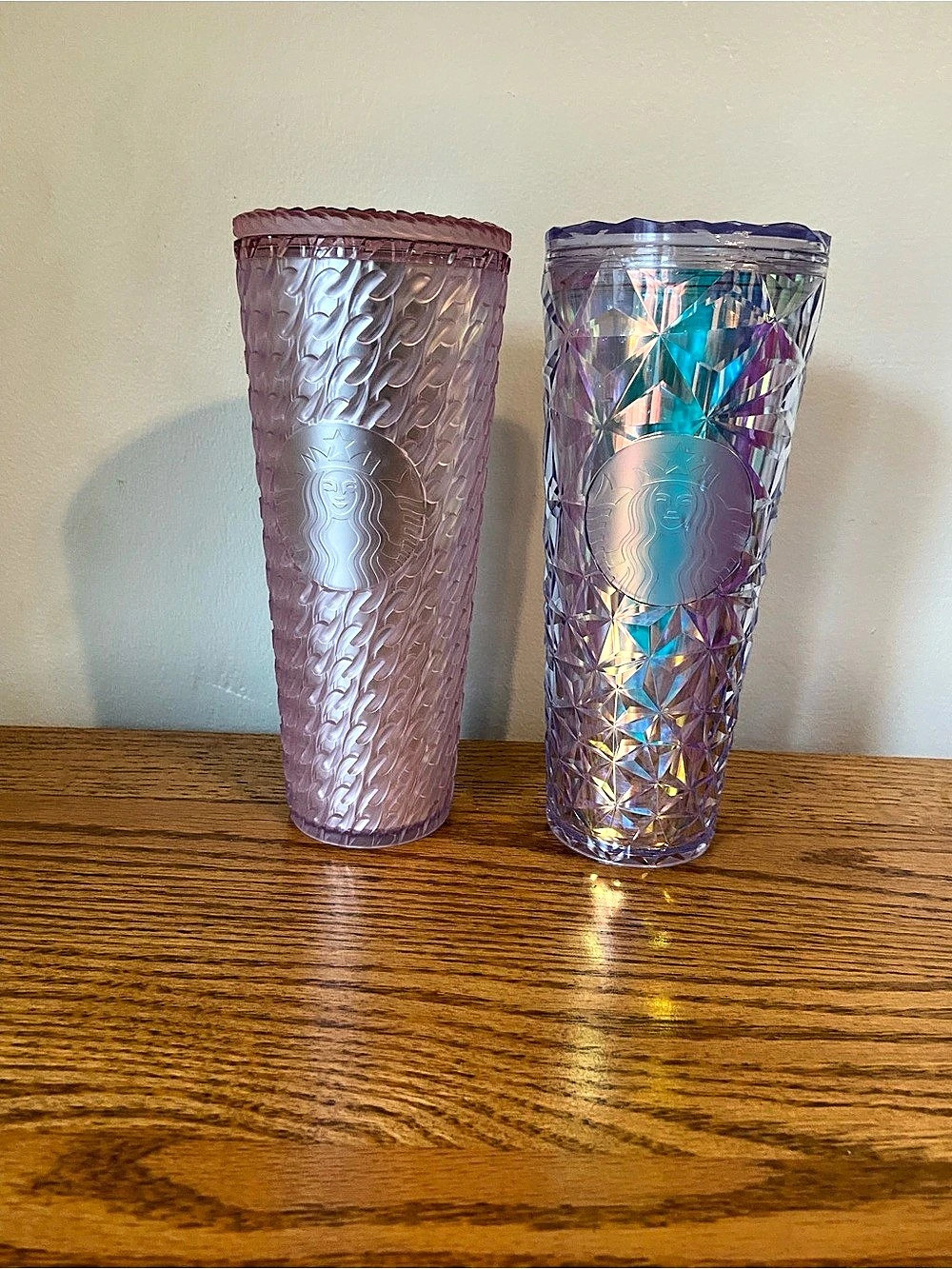 Starbucks Pink Knit Textured Cold Cup Tumbler Set of 2 Pink & Purple